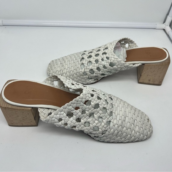 LOQ Ines Blanco White Leather Woven Lattice Weave Block Heel Mules sz 39 - Picture 10 of 15